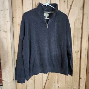 Solitude Mens Large Charcoal Gray Ribbed Quarter Zip Pullover Sweater RN 15481